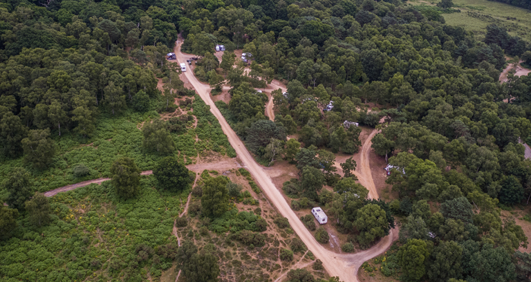 Arial photo of Matley Wood campsite in the New Forest.