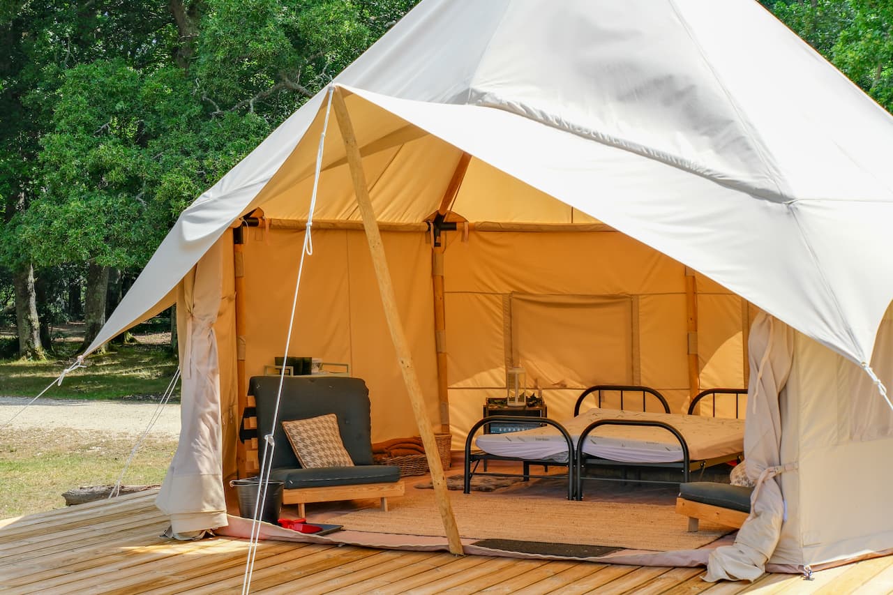 Burt glamping tent at Ashurst Campsite in the New Forest